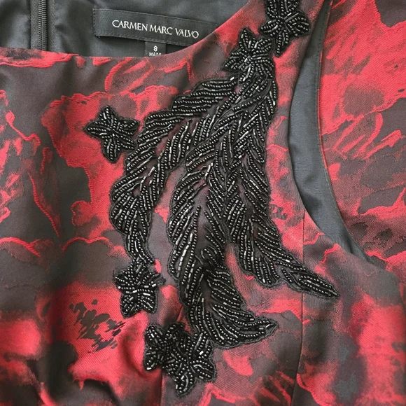 Carmen Marc Valvo Beaded Floral Dress Size 8 - Picture 13 of 13